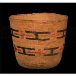 Tlingit Spruce Root Basket with Geometric False Imbricated Design 6" D. 5 1/4" H.  Fine Condition