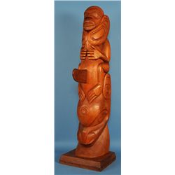 Clayton Gladstone Finely Carved Haida Whale Rider Totem 56" H. 15 1/2" W. Base  Good Condition
