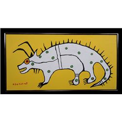 Norval Morrisseau Painting on Canvas of a Missipeshu 24"x 48"  Good Condition