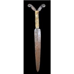 Athapaskan Double Fluted Copper Dagger ca. 1900  16 3/4" H. 4 3/4" W.  Good Condition