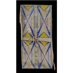 Plains Parfleche Envelope with Painted Geometric Design 24 1/2" H. 12" W.  Good Condition