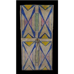 Plains Parfleche Envelope with Painted Geometric Design 24 1/2" H. 12" W.  Good Condition