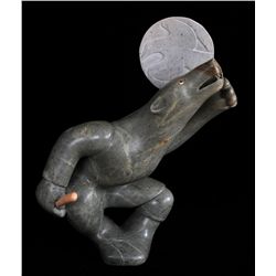 Abraham Anghik Rubin Soapstone Sculpture of a Dancing Bear Transforming 30" H. 21" W. 150 LB  Good C