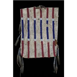 Plains Beaded Bag with Tinkle Cones and Horse Hair 9 3/4" L. 7" W.  Good Condition with Minor Bead L