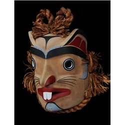 Kwakwaka'wakw Mouse Mask "Gi Geatsaga" Carved by Sammy Dawson 14 1/2" H. 10" W.  Fine Condition