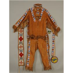 Complete Beaded Native Man's Dance Regalia with Shirt, Leggings, Necktie and Belt - Loom Beaded - 38