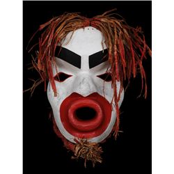 Beau Dick Carved Spirit Mask with Cedar Bark Hair - Yellow Cedar 15" H. 10 1/2" W.  Good Condition