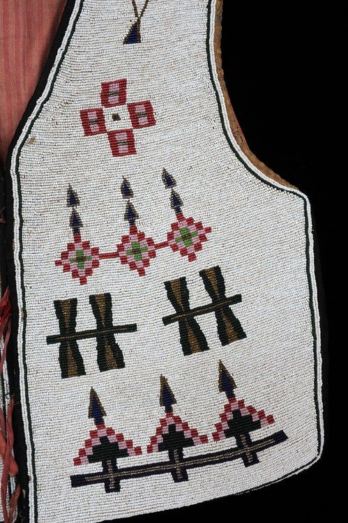 19TH C. Northern Cree Fully Beaded Vest with Geometric Design 20 1/4