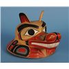 Image 1 : Tlingit Wolf Helmet Carved by Gene Brabant - Maple Wood 13" L. 10 1/2" W.  Good Condition with Stabl