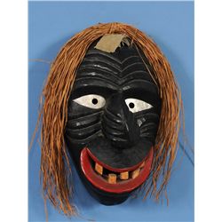 Iroquois False Face Mask Signed Jacob Thomas 12 1/2" H. 7 3/8" W.  Good Condition with Repair To Chi