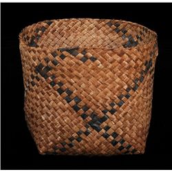 Northwest Coast Plaited Cedar Bark Basket 6 1/2" W. 5 3/4" H.  Good Condition