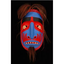 Barry Scow Fool Dancer Mask - Carved Yellow Cedar 13" H. 7" W.  Fine Condition