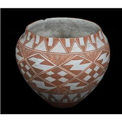 Acoma Pottery Jar ca. 1920 6 1/2" D. 5 3/4" H.  Fair Condition with Chip on Rim