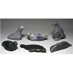 Six Bird and Seal Carvings From Various Artists and Communities 6 1/2" L. - 11" L.  All in Good Cond
