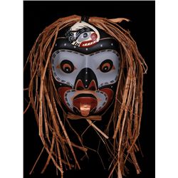 Clam Hunter Mask Carved by David Mungo Knox - Fort Rupert, B.C. 9" H. 7" W.  Good Condition