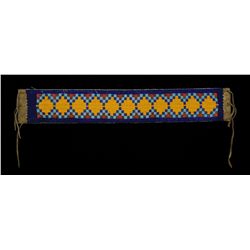 Plains Beaded Belt with Geometric Design 32" L. 5 1/4" W.  Good Condition with Minor Bead Loss