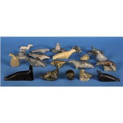 20 Inuit Bird and Seal Carvings From Various Artists and Communities 2 1/2" H. - 6 1/4" H.  Good Con