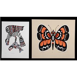 Ross Hunt Serigraph "Kwagiulth Sea Eagle and Salmon" '87  101/250  15"x 20" and George Hunt Jr. A/P