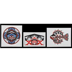 Three George Hunt Jr. Artist Proofs; "Moon" 16 1/2"x 17", "Halibut" 15"x 19" and "Tlingit Man" 11 1/