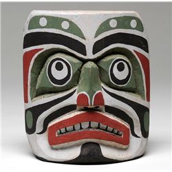 Russell Smith Carved Human Face - Alert Bay, B.C. 12/16/70  6 1/2" H. 5 1/2" W.  Good Condition