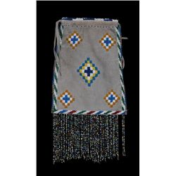 Plains Beaded Ladies Hand Bag with Geometric Design 12" H. 6 3/4" W.  Good Condition