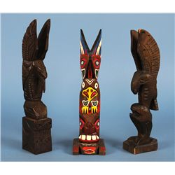 Two Nuu-chah-nulth Totems Carved by Chris John, 13 1/2"H. Good Condition - 12 3/4" H. Good Condition