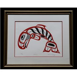 David Boxley Serigraph "Salmon" 62/100  17"x 22 1/2" Framed  Fine Condition