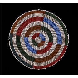 Beaded Rundle with Geometric Design 7" D.  Good Condition