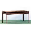 Image 1 : Soffbord i teak med upphöjd skiva på metallstänger, bricka: France & sön, höjd 54 cm, skiva 55*11...