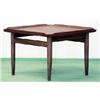Image 1 : Bord i teak med välvd kant, höjd 40 cm, skiva 55*55 cm, brännmärkt: Jason Danmark....