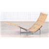 Image 1 : Vilstol i mattförkromat stål och rotting, "Hammock chair" PK 24, design Poul Kjaerholm, längd 164...
