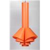 Image 1 : Taklampa orange veckad plast, höjd 82 cm, bredd 48 cm, design Hans-Agne Jakobsson....