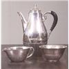 Image 1 : Kanna, sockerskål och gräddsnipa i silver, Georg Jensen, kannan med handtag av ebenholts (mindre...