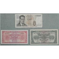 3 Different Early Belgium Paper Currency