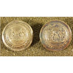 2 West Virginia State Seal Antique Gilt Buttons
