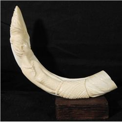Ivory Polynesian Boars Tusk Carved into Woman