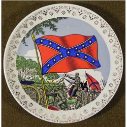 VINTAGE 7" CONFEDERATE/CSA PLATE-FLAG/SOLDIERS