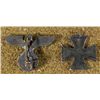 Image 2 : 2 GERMAN ITEMS-NAZI EAGLE & SWASTIKA PIN,IRON CROSS CHARM NICE ORIGINALS