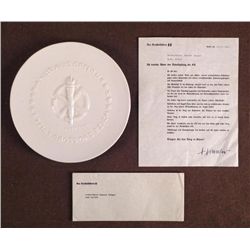 NAZI SS 1942 JULFEST PLATE W/DOCUMENT SIGNED HIMMLER