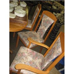 OAK & CLOTH DINING CHAIRS - 6 TOTAL