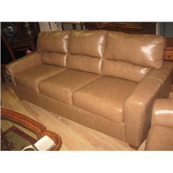 LEATHER LOVE SEAT - BROWN