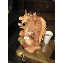 INTIQUITELY WOOD CARVED DRAGON