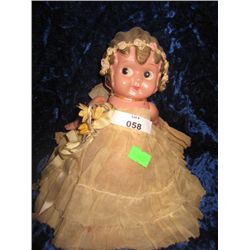 VINTAGE DOLL - BUTTERFLY ON BACK OF HEAD