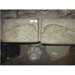 CONCRETE FIGURE - NEW - PLAQUE - WINGS - 2PC