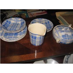 PLAID DISHES - MYOTT SON & CO - 14 PC