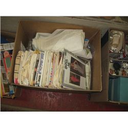 BOX OF SEWING PATTERNS ETC - PLAYER'S TOBACCO CAN