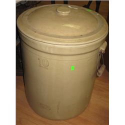 LARGE CROCK - 10G - W/ LID - GOOD SHAPE