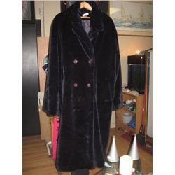 LONG BLACK/BLUE COAT - "APART" - FAUX FUR