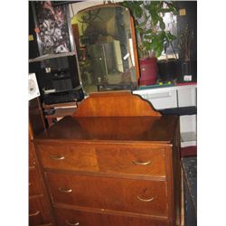 VINTAGE 3 DR DRESSER & MIRROR