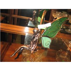 BRONZE AND LEADED GLASS FAIRY